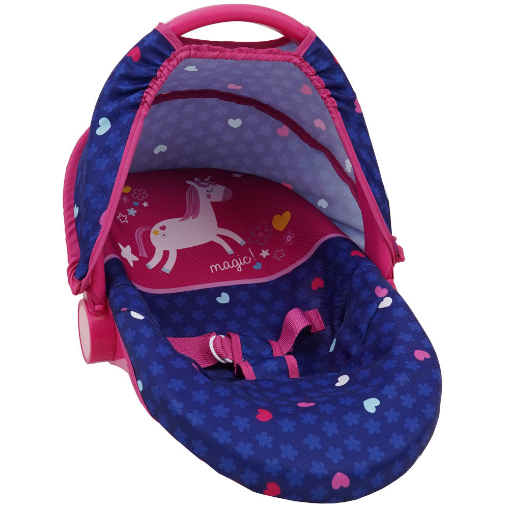 509 Crew Unicorn Themed 3-in-1 Baby Doll Car Seat - Convertible Stroller & Carrier for Toddlers | Perfect for Pretend Play, Gift Giving & Travel Accessories