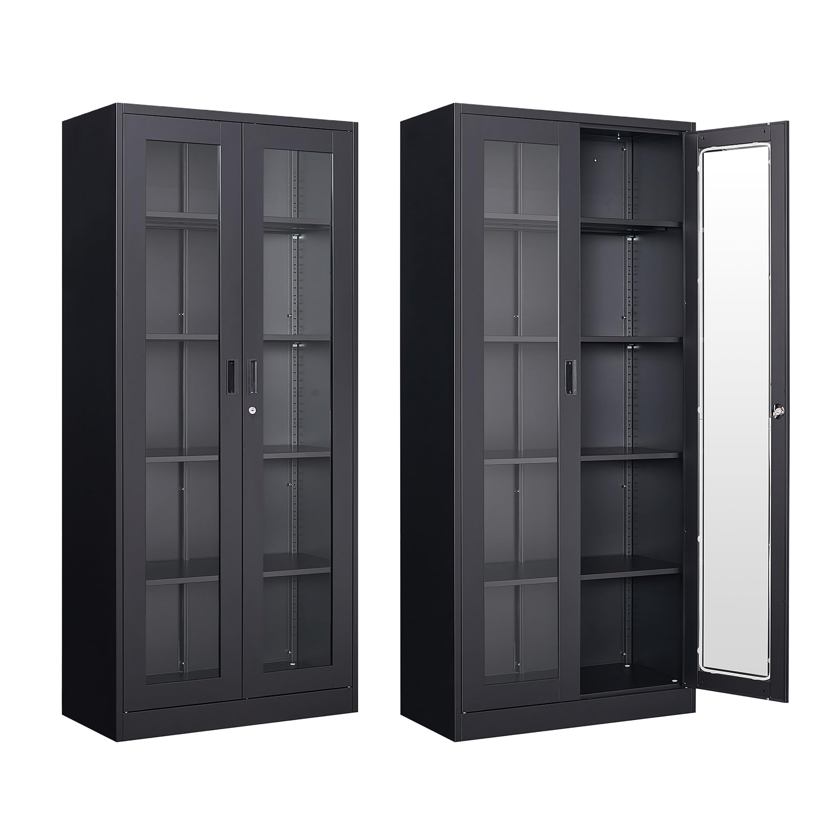 Glass Display Cabinet with 4 Adjustable Shelves - 71