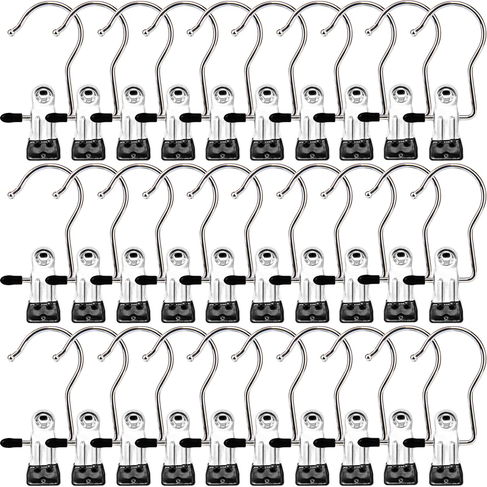 Heavy Duty Laundry Hooks & Clothes Pins - 30 Pack Multipurpose Hanging Clips for Closet, Travel, Socks, Towels, Pants & Handbag Organization | Space Saving Storage Solution for Home & Dorm