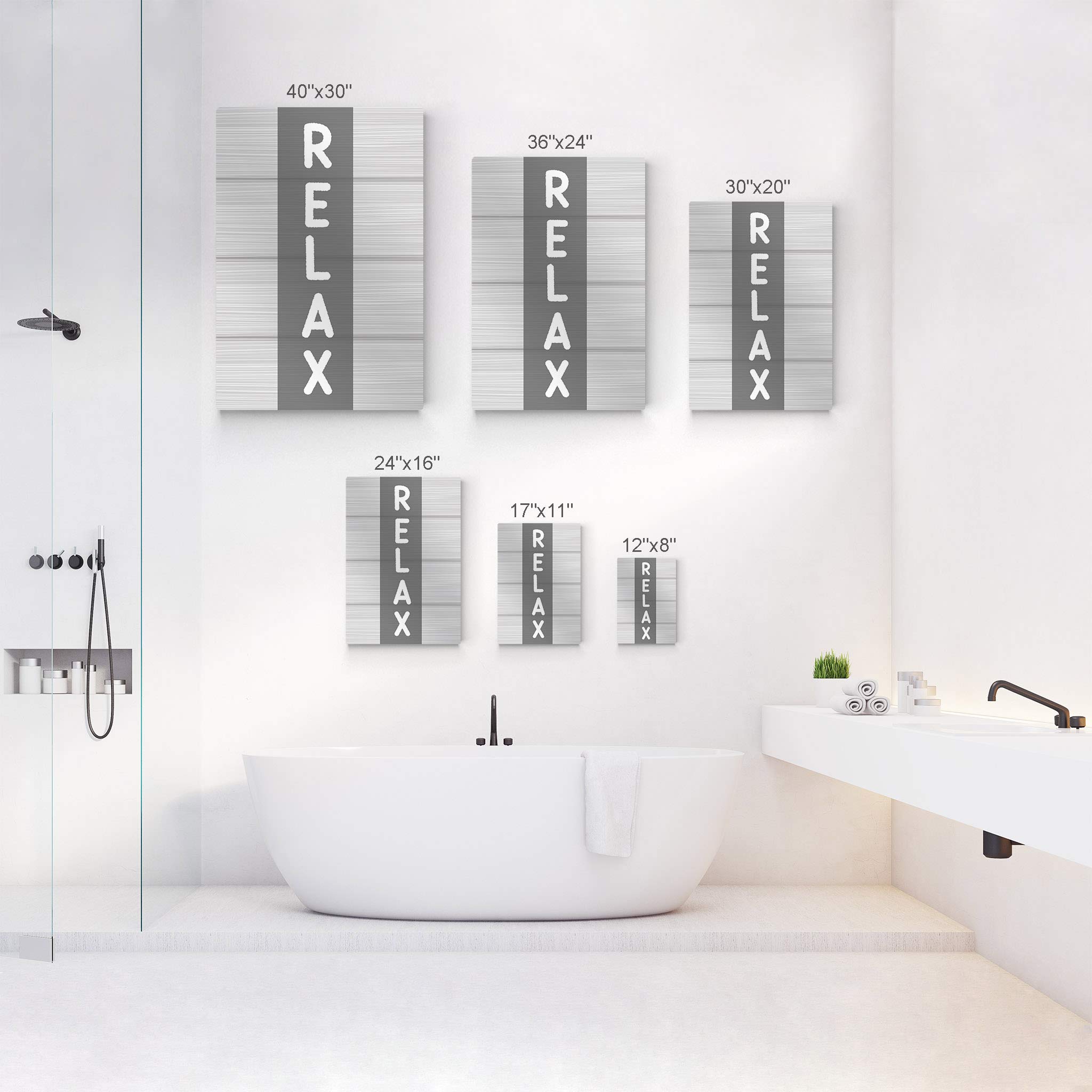 Funny Bathroom Sign - Grey Typography Metal Print Wall Art for Home & Bathroom Decor - Ready to Hang
