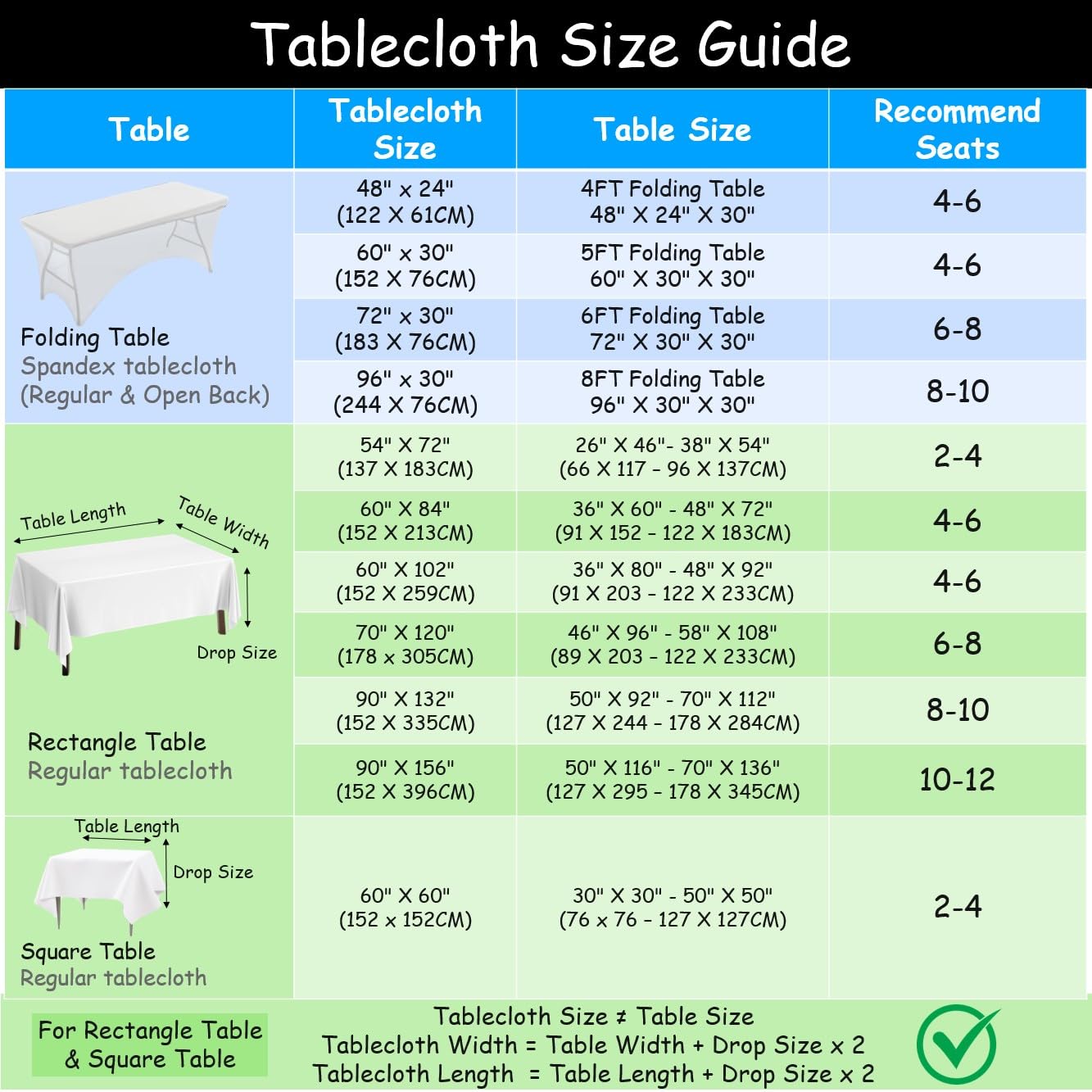 Stretchable Elastic Tablecloth for 4ft Rectangle Tables - Fits Lifetime, COSCO & Mainstays Folding Tables - Heavy Duty Wrinkle Resistant Spandex Fabric - Black Table Cover for Parties, Weddings & Outdoor Events