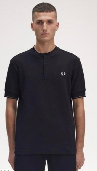 Black Contrast Cuff Henley Shirt for Men - Casual Long Sleeve Button-Up Top for Everyday Wear, Work, and Date Nights