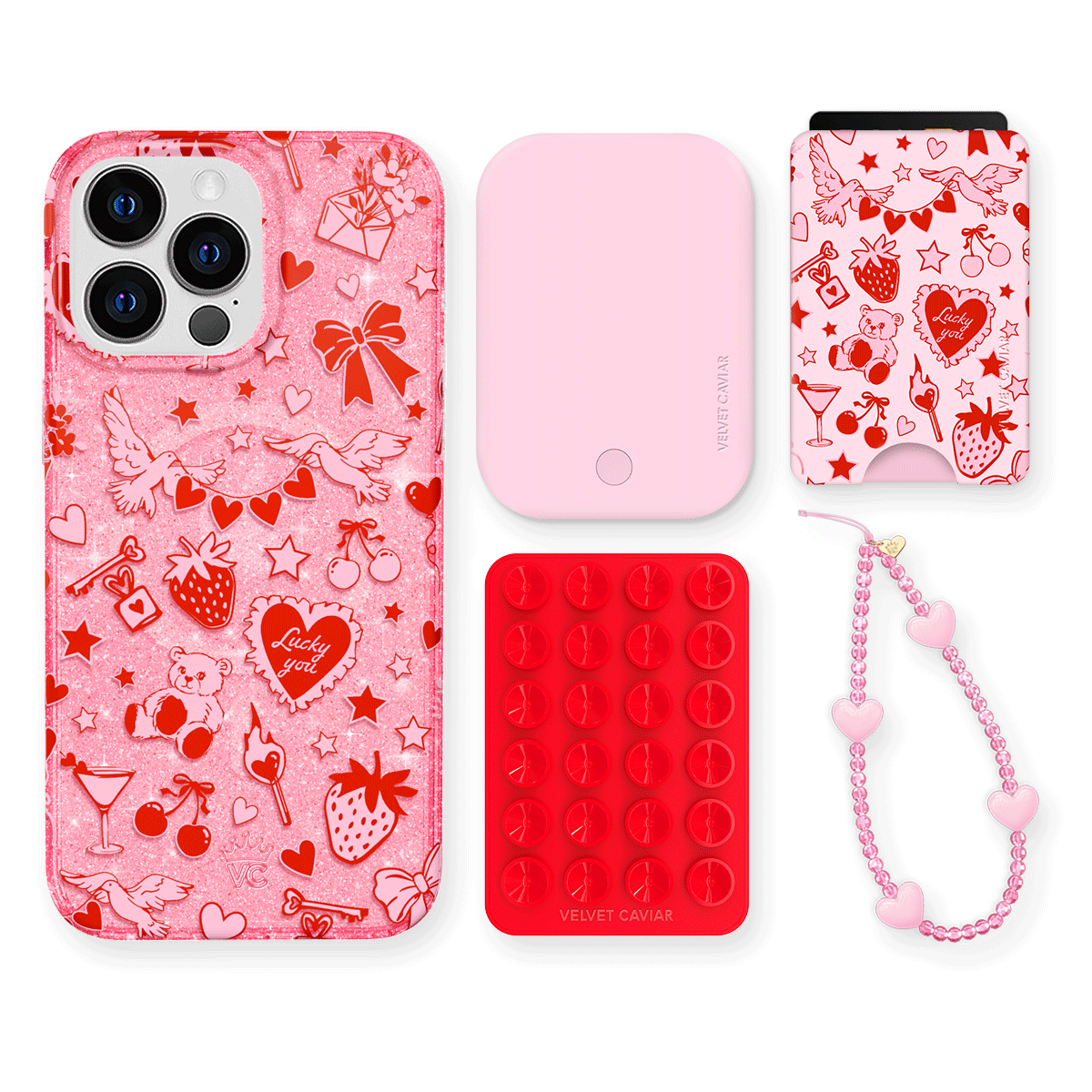 Be Mine Glitter iPhone Case with Wallet - Stylish & Functional Phone Accessory for Women - Perfect for Parties, Travel & Everyday Use