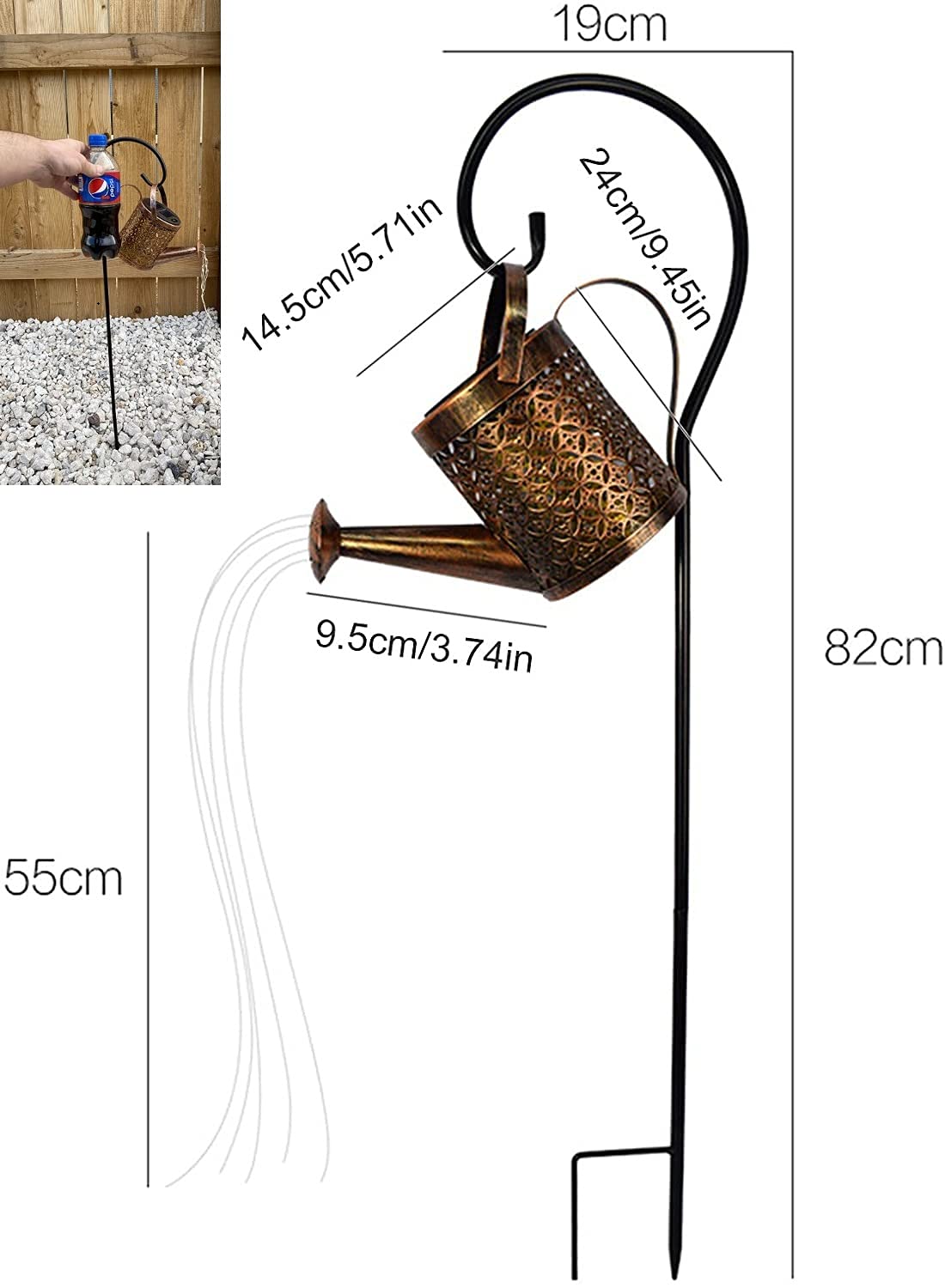 Solar LED Garden Shower Lights - Watering Can & Starry String Lights for Outdoor Decor