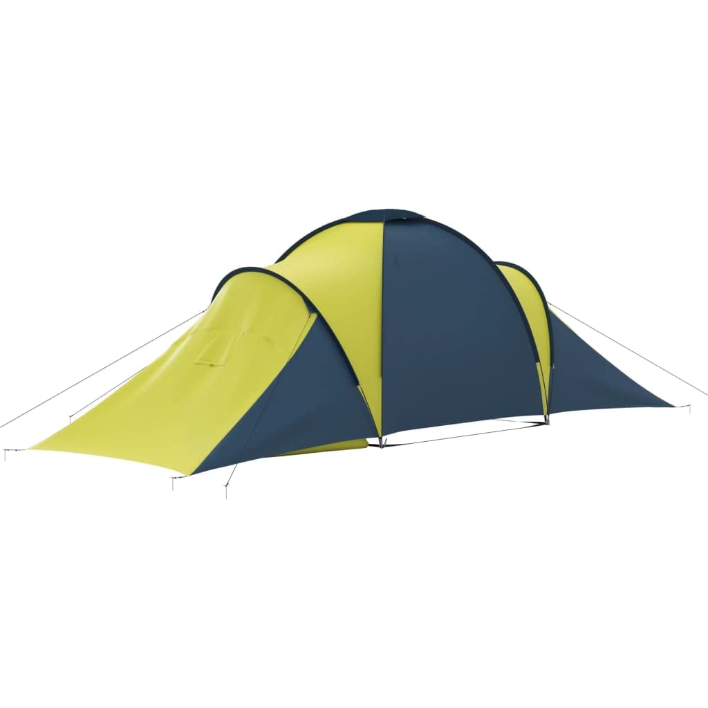 SKM 6-Person Waterproof Camping Tent - Lightweight, Easy Setup, Blue & Yellow for Family Outdoor Adventures, Hiking & Backpacking