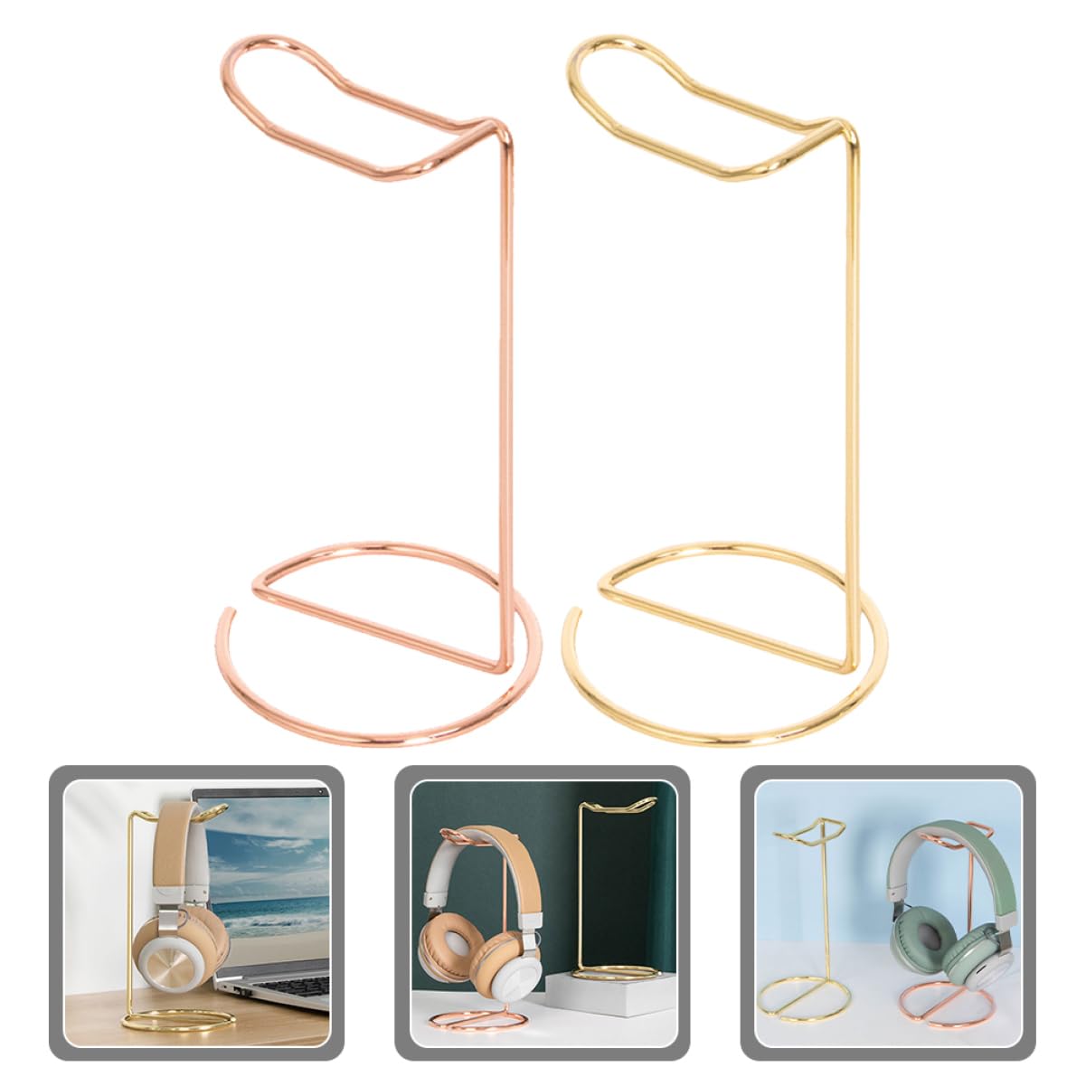 IMIKEYA 2-Pack Headset Holder Mount - Adjustable Headphone Stand, Earphone Hanger for Desk, Gaming Setup, Office & Home Organization - Perfect for Wigs, Headsets & Accessories Storage