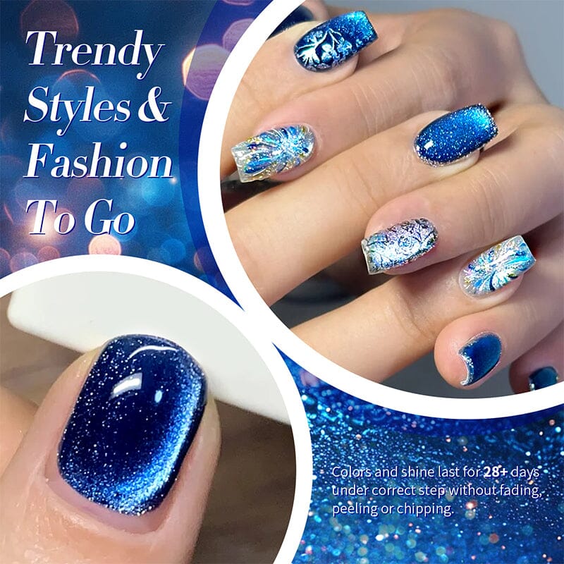 Blue Cat Magnetic Gel Polish MY47 Blue Ore 10ml - Professional Nail Art Polish for Salon & Home Manicures - Perfect for Special Occasions & Everyday Wear