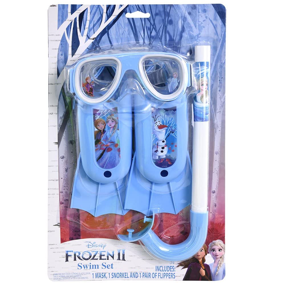 Buddy N Buddies Frozen II 3-Piece Swim Set - 1 Mask, 1 Snorkel, 1 Flippers on Blister Card | Kids Swimming Gear for Pool, Beach & Water Activities