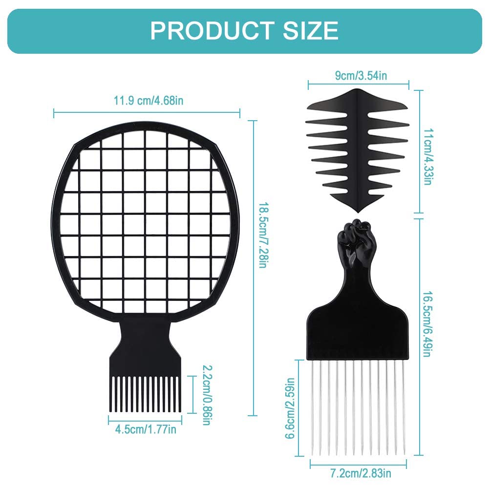 Professional Afro Hair Comb Set - Includes Wide Tooth Comb & Hair Pick for Natural Hair, Dreadlocks & Weaves | Perfect for Home Salon, DIY Styling & Hair Care