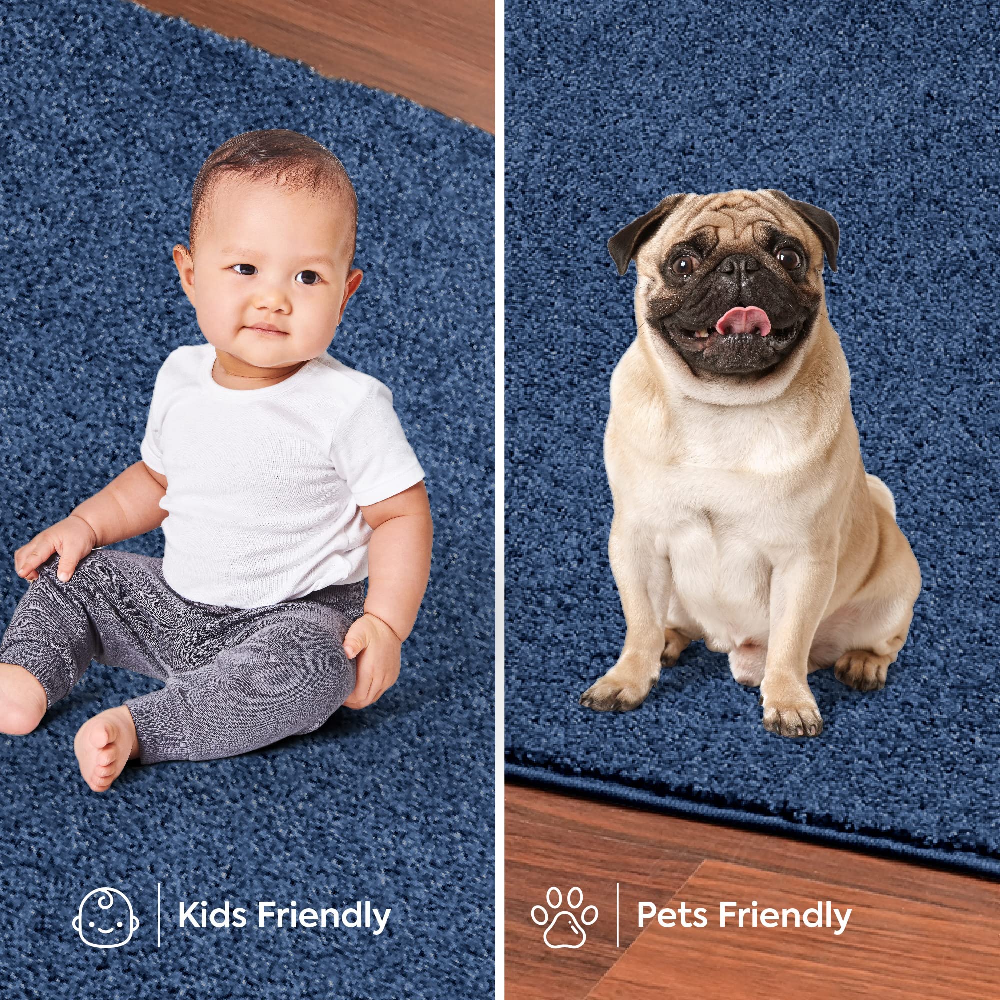Ambiant Saturn Collection Pet Friendly Area Rugs Royal Blue - 6' Round Indoor Rug for Living Room, Bedroom, Dining Room | Non-Slip, Washable & Durable | USA Made | Perfect for Home Decor, Wedding Gifts & High Traffic Areas