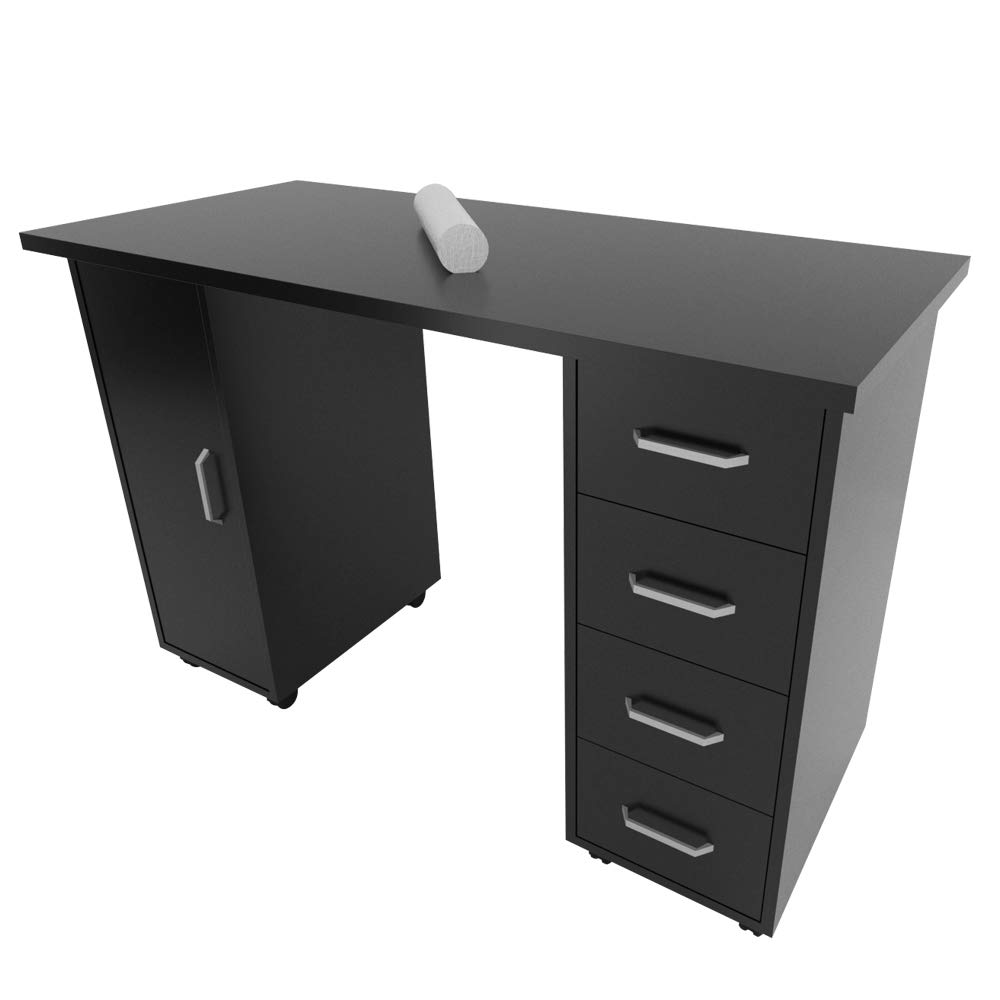Professional Black Wooden Manicure Table for Nail Technicians - Salon Nail Station Desk with Storage | Perfect for Nail Art, Pedicures & Beauty Salon Services