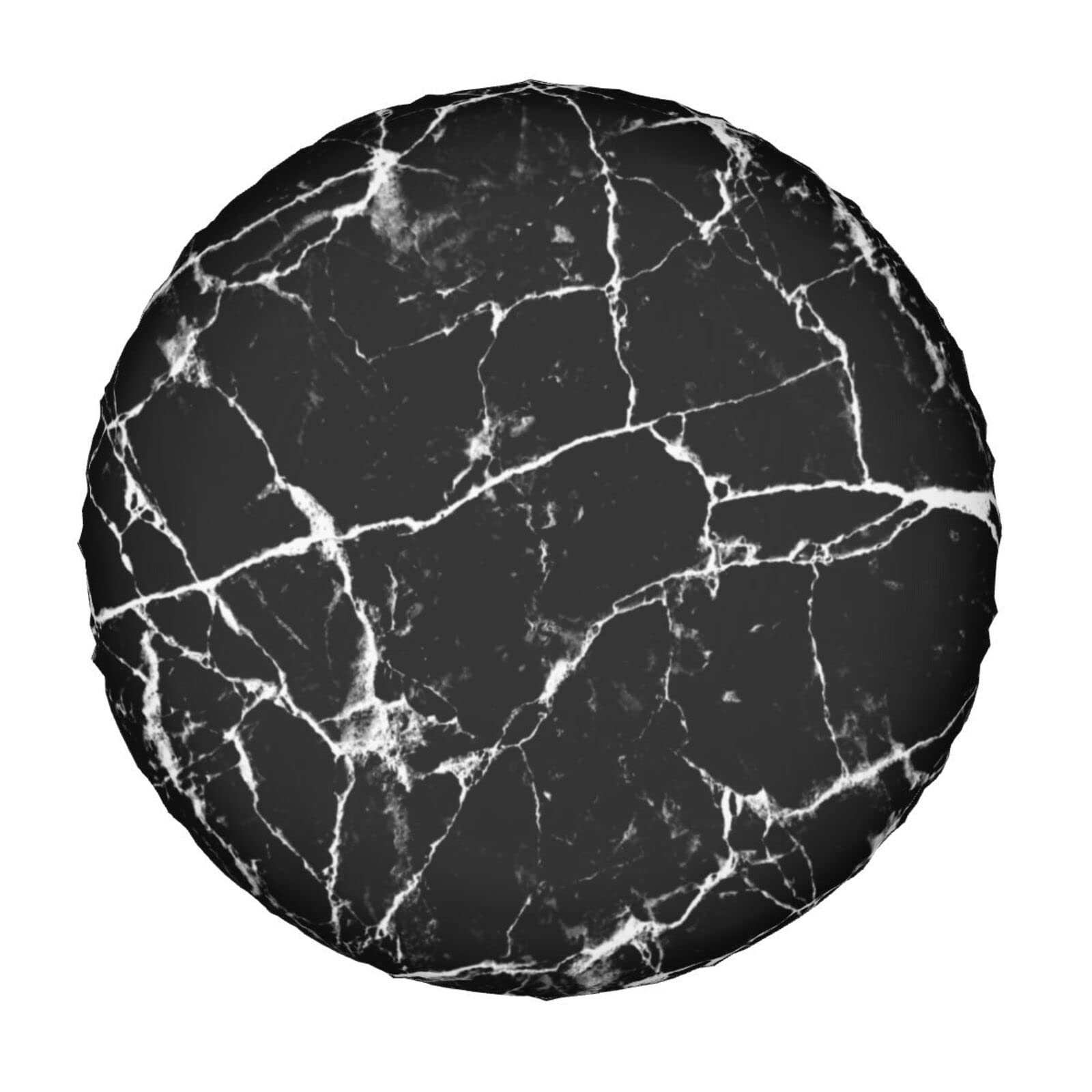 Black Marble Print Spare Tire Cover - 15 Inch Dust-Proof Wheel Protector for Trailers, RVs, SUVs & Vehicles | Waterproof & UV Resistant for Outdoor Travel & Camping