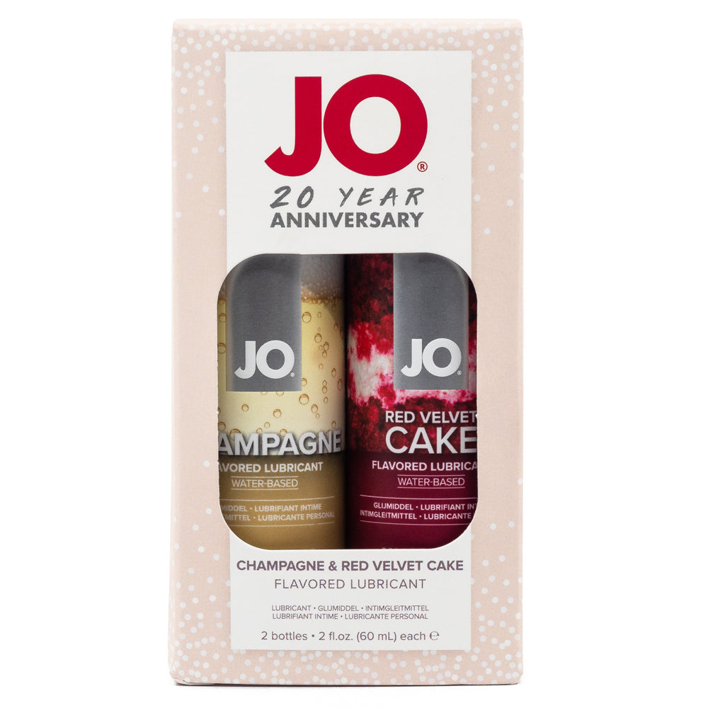 JO Champagne & Red Velvet Cake Flavored Lubricant 2 Pack - Water-Based Personal Lubricant for Couples, Sensual Massage & Intimate Moments