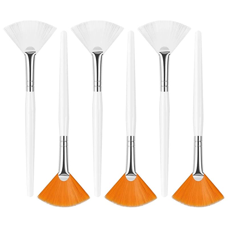 6pcs Soft Fan Brushes for Facials - Professional Makeup Tools for Chemical Peels, Acid Peels & Facial Gels | Perfect for At-Home Spa Treatments & Skincare Routines