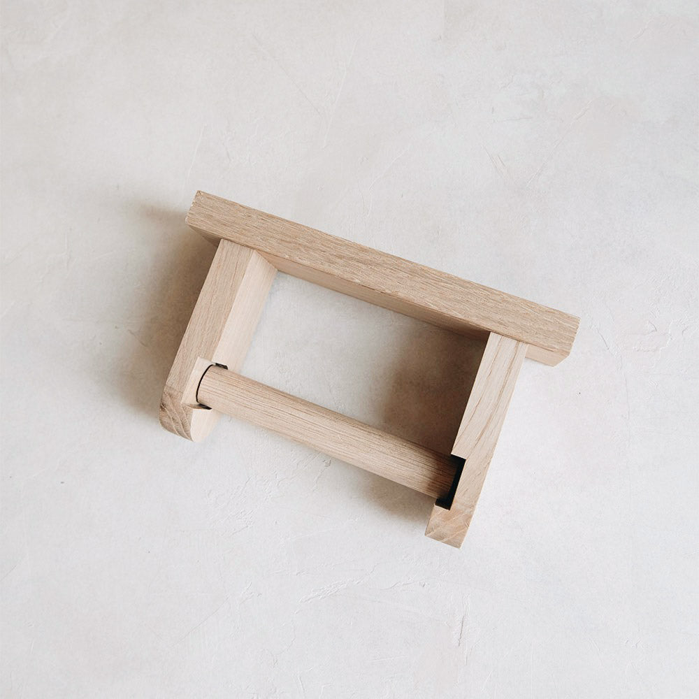 Premium Oak Toilet Paper Holder - Rustic Bathroom Tissue Roll Stand with Easy Installation - Perfect for Farmhouse, Modern & Traditional Bathroom Decor
