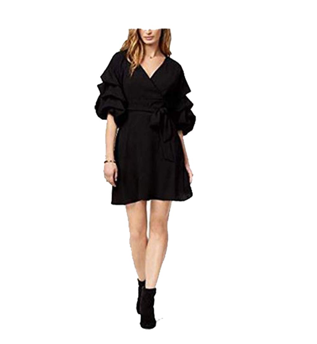 Bar III Women's Ruffled Wrap Dress - Flattering A-Line Midi Dress for Casual & Office Wear | Perfect for Summer, Date Night & Special Occasions
