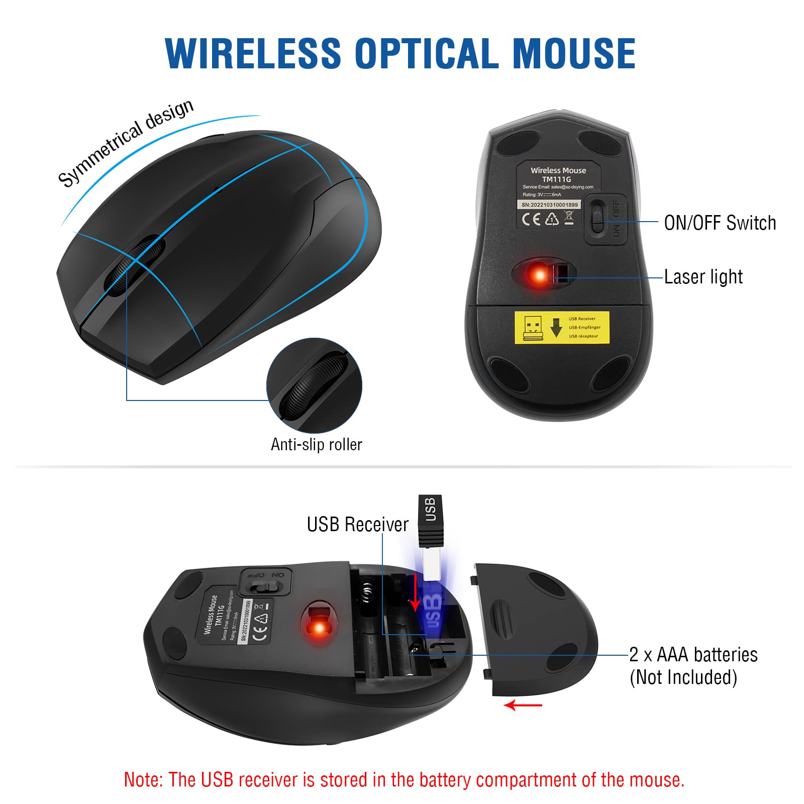 EDJO Wireless Keyboard and Mouse Combo - 2.4GHz Full-Sized USB Optical Mouse & Computer Keyboard for Windows/Mac, Compatible with Laptop, Desktop, PC - Perfect for Office Work, Gaming, and Home Computing