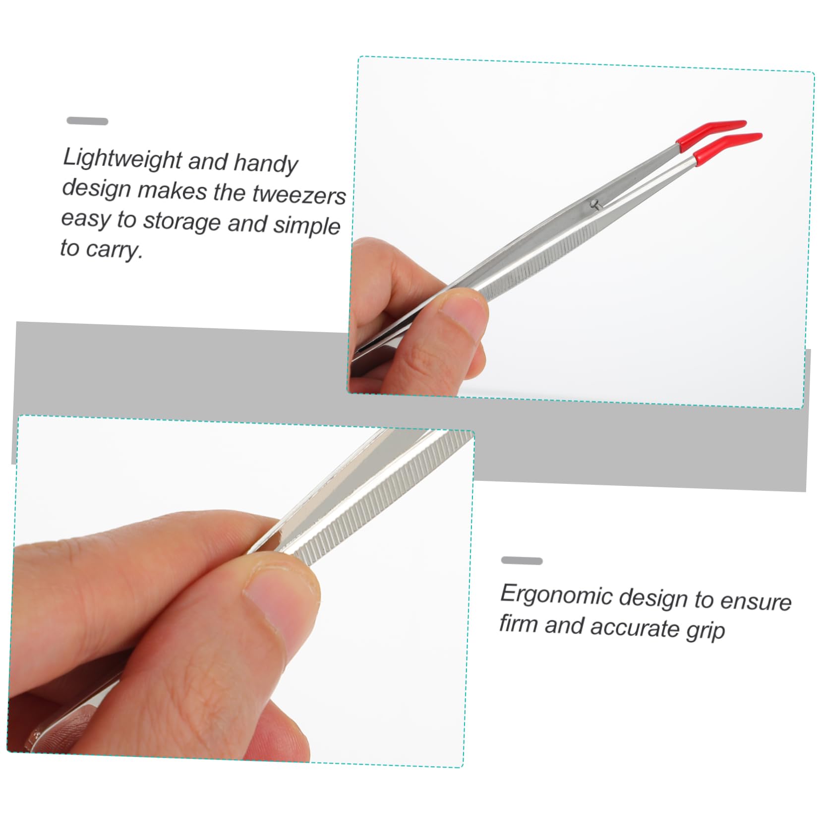 2-Piece Stainless Steel Tweezers & Tongs Set - Sharp Pointed Tips for False Eyelash Application, Beading, Cooking - Magnetic Lash Applicator with Angled Design for Precise Control - Perfect for Makeup Artists, DIY Enthusiasts & Home Chefs