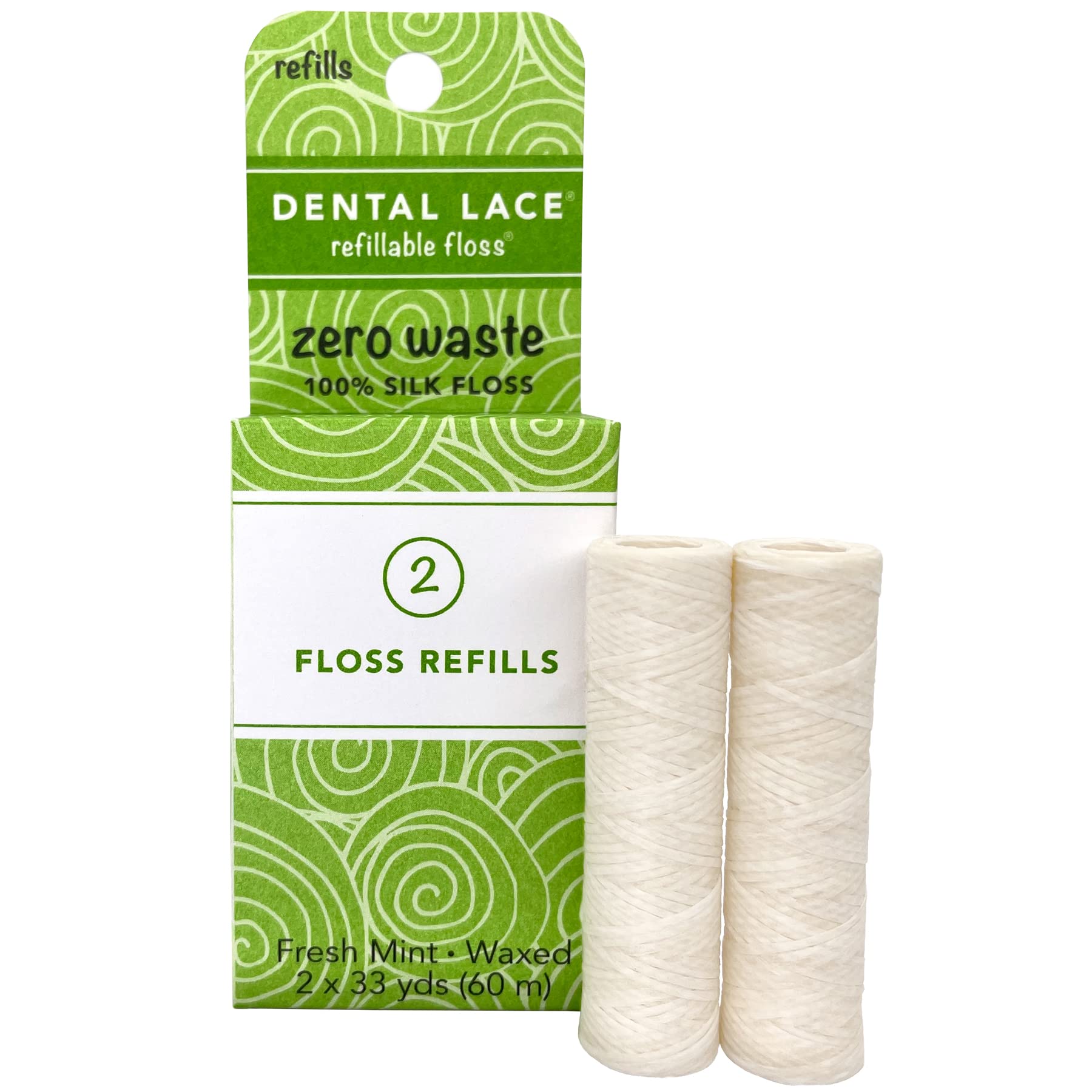 PFAS-Free Woven PTFE Dental Floss Refills | 100% Natural Silk Floss with Mint Flavor | 2 Pack (66 Yards) | Eco-Friendly Recyclable Packaging | Ideal for Travel & Daily Oral Care