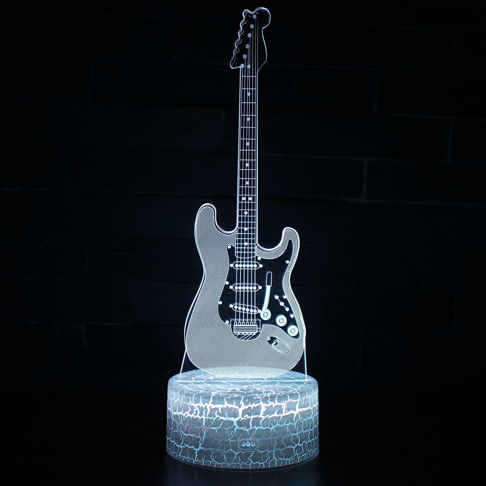 3D Illusion Guitar Lamp - 16 Color Changing LED Night Light for Kids & Adults - Perfect for Bedroom, Nursery, and Relaxation