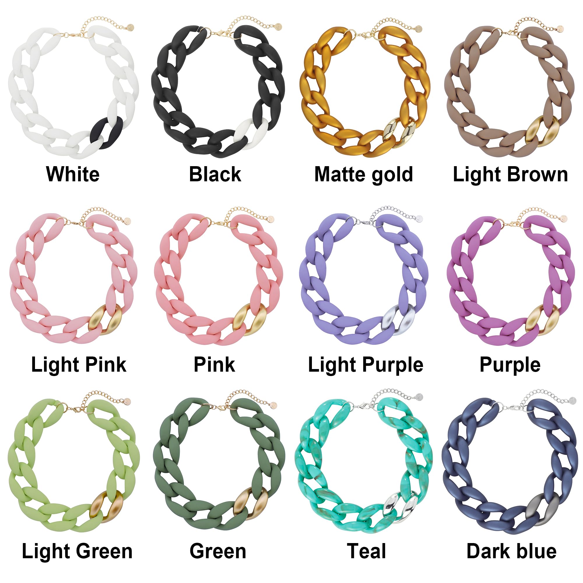 Firstmeet Chunky Acrylic Chain Link Choker Necklace for Women - Trendy Statement Jewelry for Parties, Dating & Everyday Wear