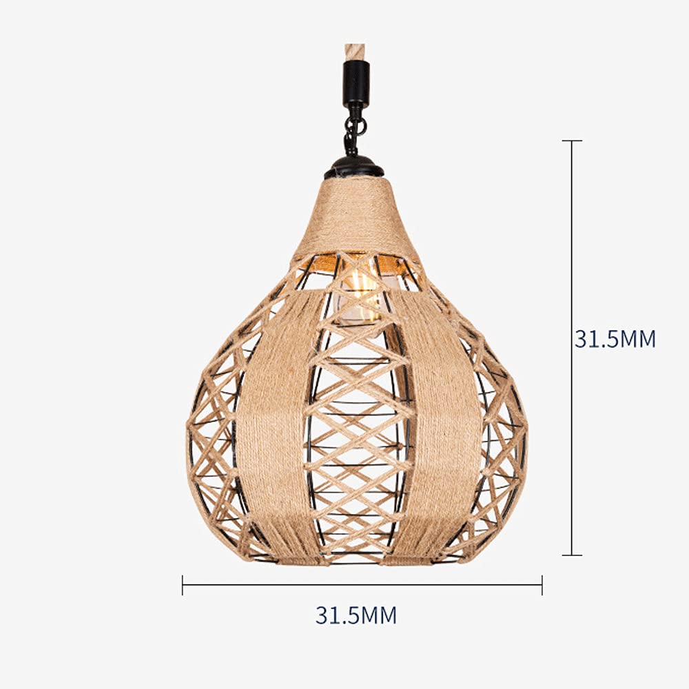 **Demeanor LED Chandelier - Industrial Rustic Woven Cage Pendant Light with Metal Hemp Rope - Energy Class A++ for Kitchen Island, Cafe, Bar & Farmhouse - Perfect for Dining Room, Living Room & Bedroom Lighting**