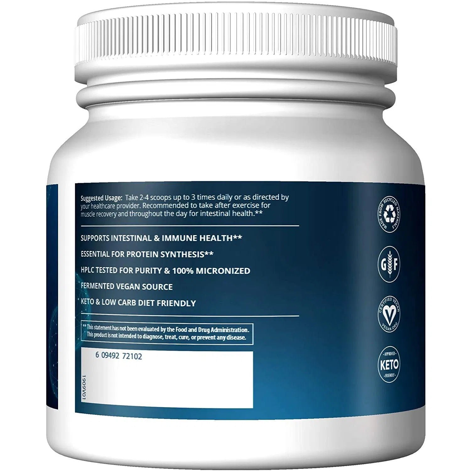 MRM L-Glutamine 500g Powder - Pure Amino Acid Supplement for Muscle Recovery & Immune Support - Perfect for Post-Workout, Fitness Enthusiasts & Athletes