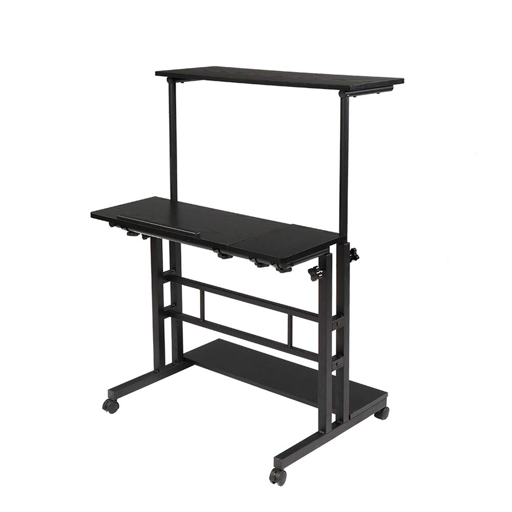 Adjustable Height Standing Desk - Dual Motor Lift System, Large Black Desktop (80
