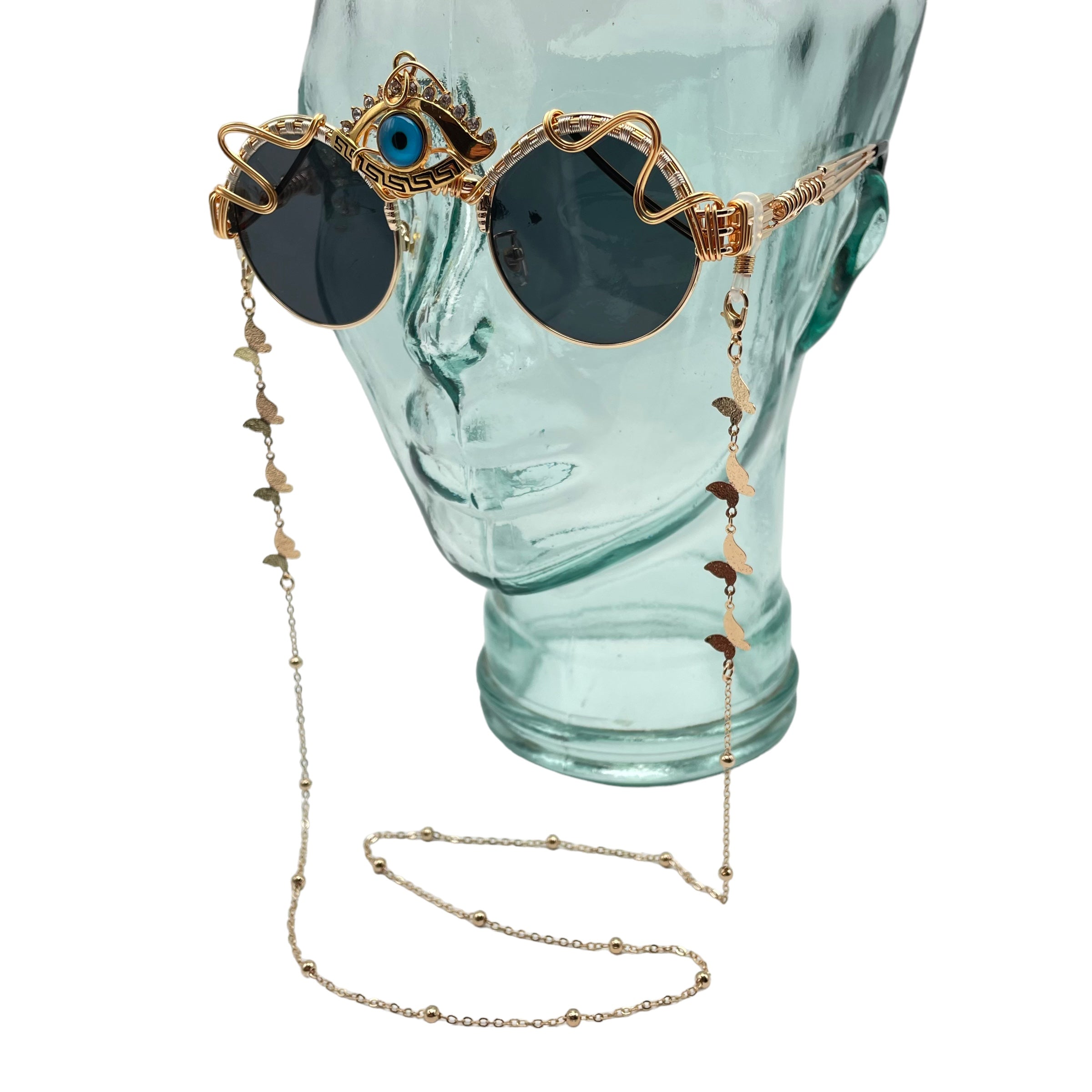 Golden Butterflies & Beads Sunglasses Chain - Stylish Eyewear Accessory for Women & Men | Perfect for Reading Glasses, Sunglasses & Fashion Jewelry | Great for Beach, Travel & Everyday Use
