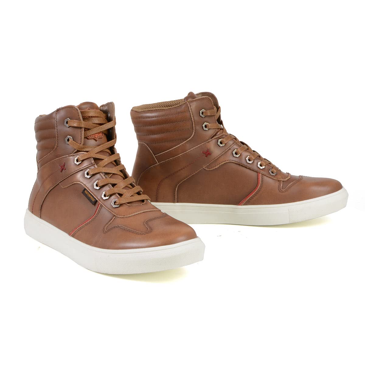Milwaukee Leather MBM9154 Men's Cognac Leather High-Top Motorcycle Boots - Waterproof, Reinforced & Ankle Support - Size 10 | Durable Riding Shoes for Street Biking & Outdoor Adventures