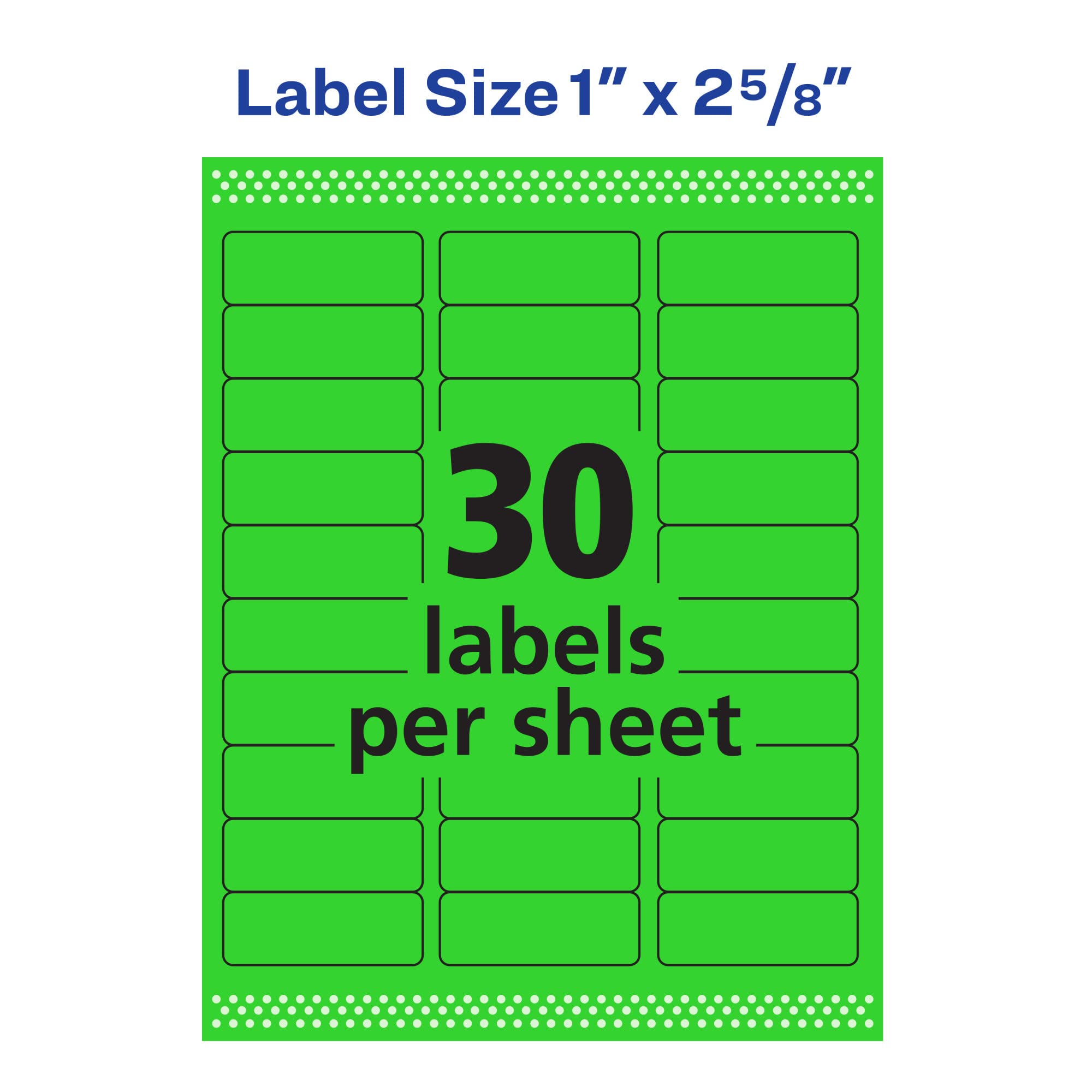 Avery Neon Green Address Labels 1 x 2 5/8