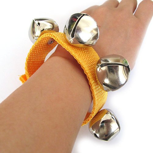 Adjustable Wrist Bells with Velcro Strap - 4 Jingle Bells for Dance, Yoga & Fitness (Yellow) - Perfect for Kids, Performers and Cheerleading Practice