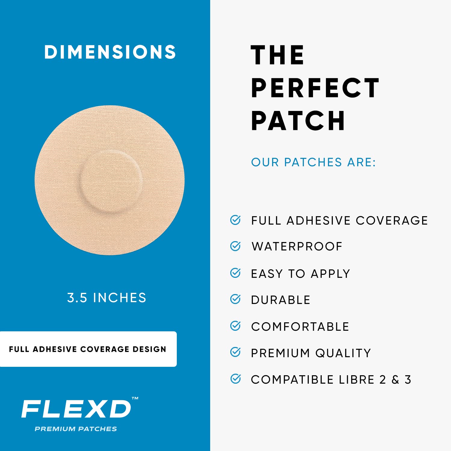 Flexd - Libre 3 Sensor Covers Waterproof Adhesive Patches (30 Pack) Tan | Secure Protection for Freestyle Libre 3 | Ideal for Swimming, Sports & Active Lifestyles