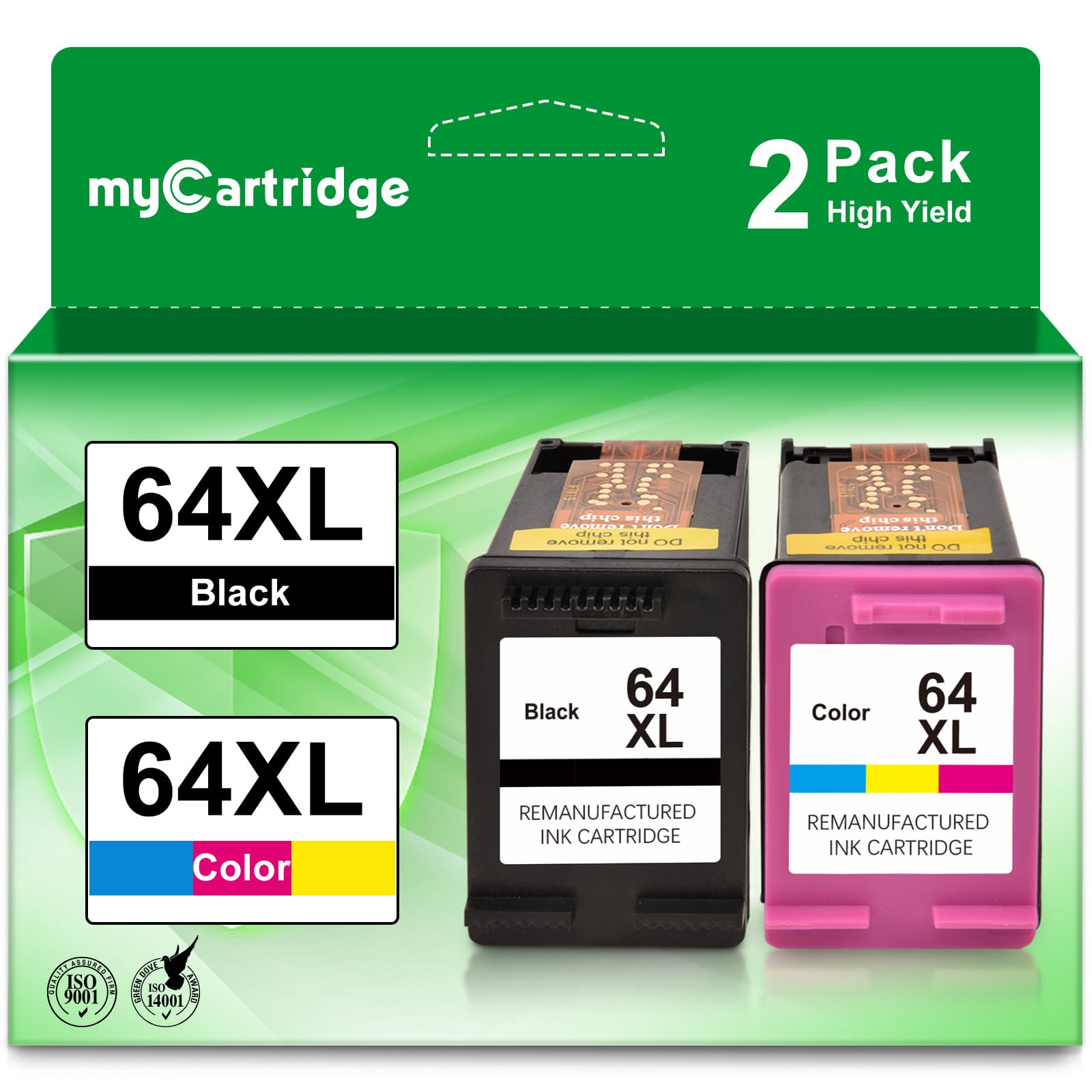 HP 64XL Ink Cartridge Replacement - High-Yield 2-Pack Black & Color Combo for HP Envy Photo 7855/7858/7800/7100/7155/6252/7255e/7955e/7958e & Tango Printers - Perfect for Home Office Printing, Photos, and Documents
