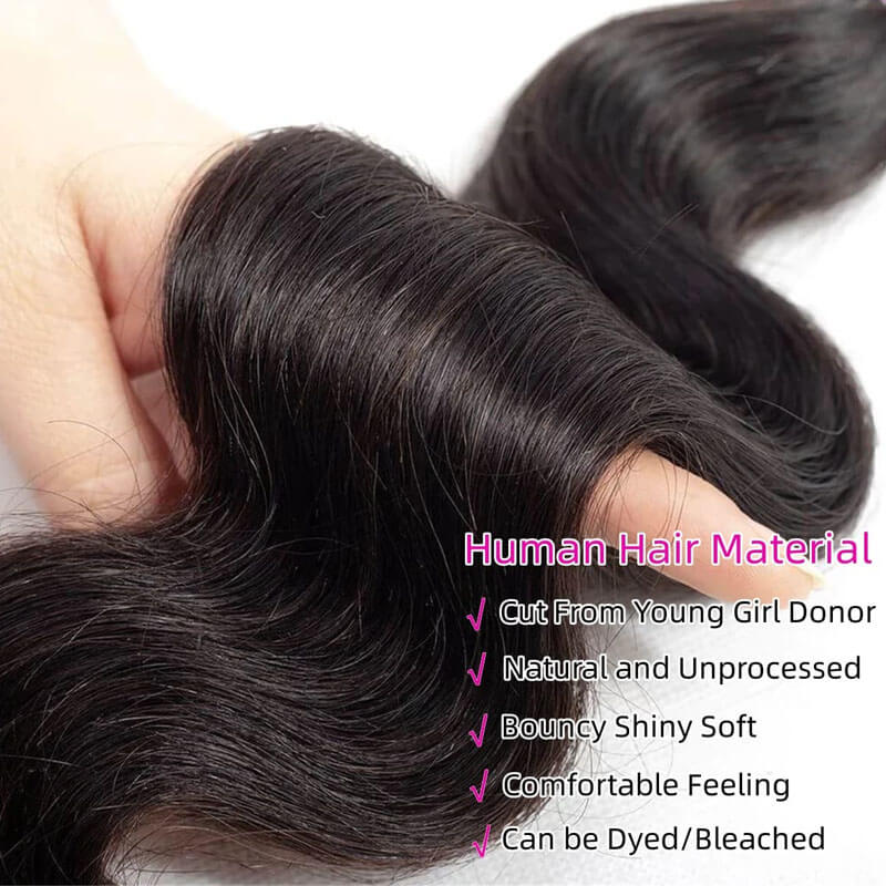 Eullair 10A Brazilian Virgin Human Hair Bundles - 3/4 Body Wave Weave Extensions for Stunning Salon-Quality Hairstyles | Perfect for Daily Wear, Special Occasions & Protective Styling