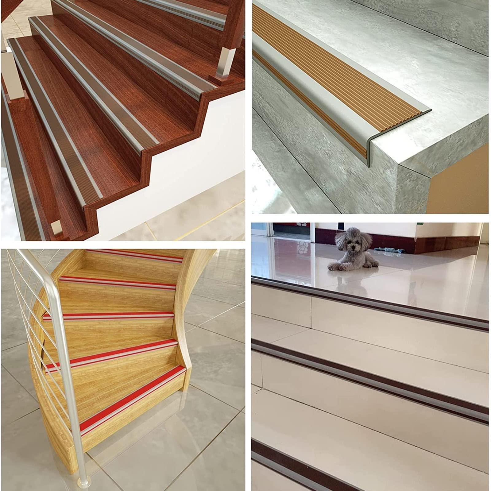 Non-Slip L-Shaped Stair Nosing Edge Trim - Self-Adhesive Rubber Stair Tread Protector with PVC Coating (Dark Coffee, 1-Piece) for Indoor/Outdoor Stairs, Steps & Landings - Anti-Slip Safety Solution for Homes, Offices & Commercial Spaces