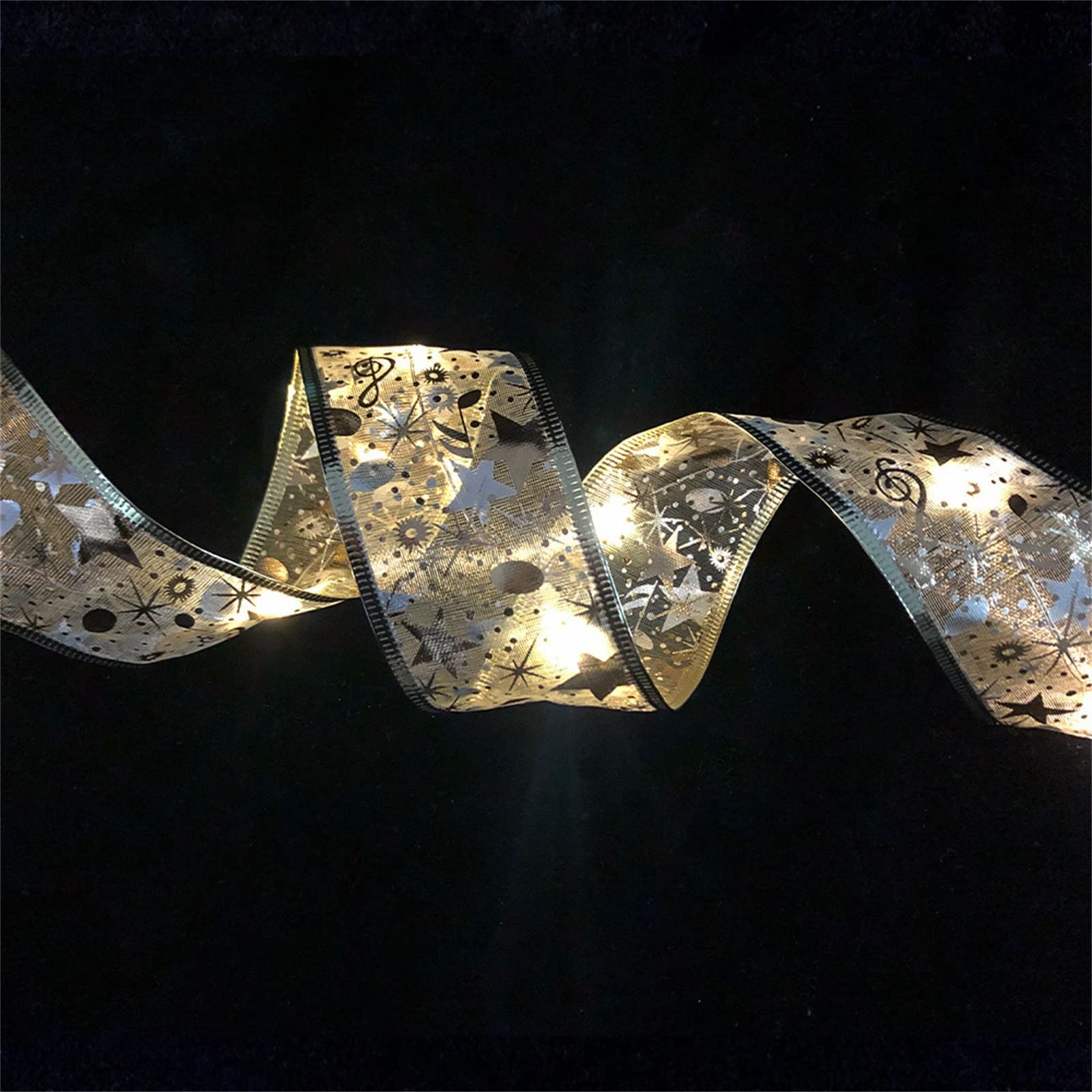 10 LED Ribbon Fairy Lights - 3.3ft Battery Operated Shining String Lights for Christmas Tree Decorations, Indoor Outdoor Holiday Wedding Party Decor (Perfect for Bedroom, Garden, and Festive Events)