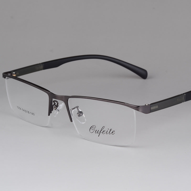 Bclear Men's Eyeglasses - Semi-Rimless Square Frame with Alloy Metal, Lightweight & Durable for Work, Reading, and Daily Wear