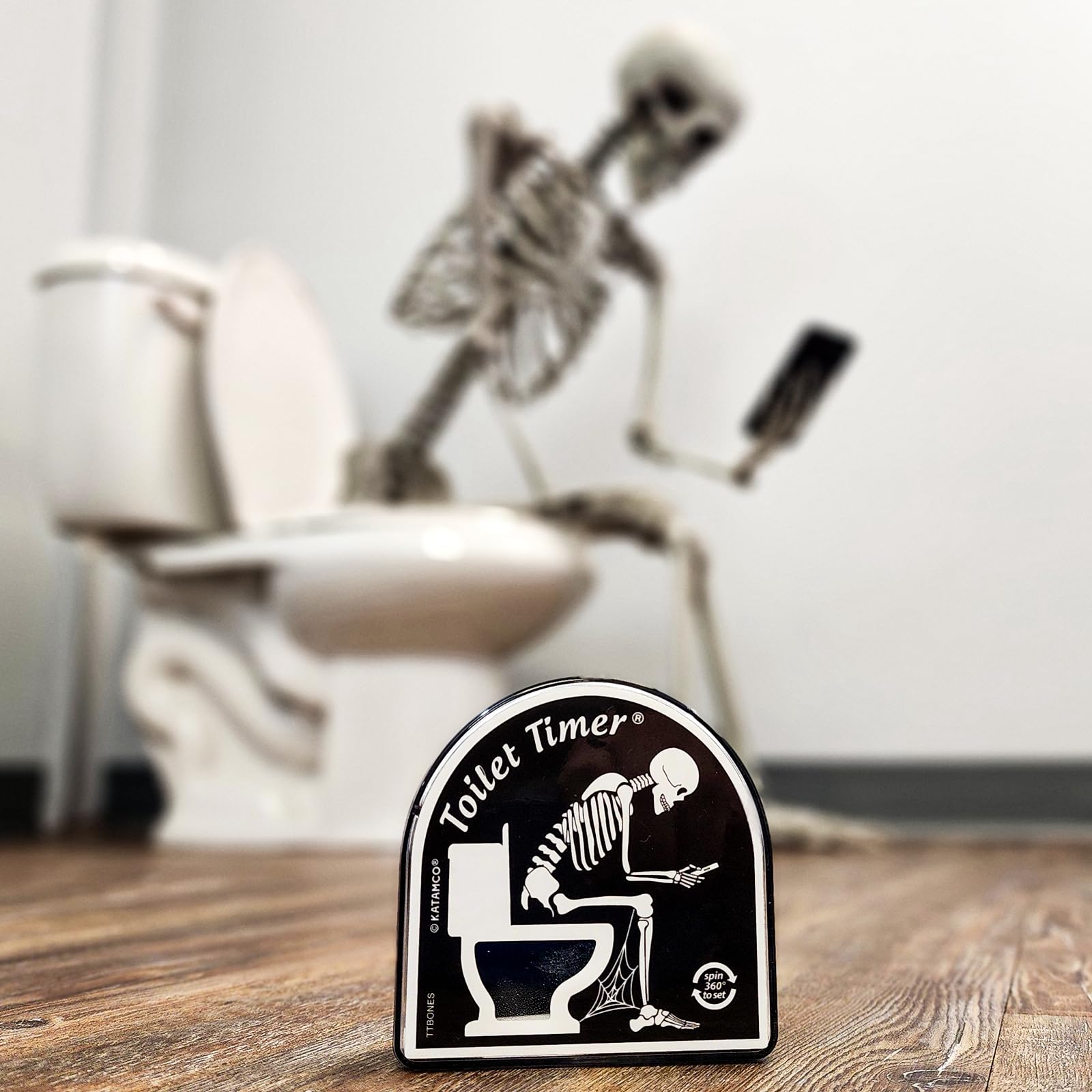 Katamco Skeleton Toilet Timer - Funny Gag Gift for Men, Husband, Dad | Unique Birthday, Christmas, Halloween, Retirement Gift Idea | As Seen on Shark Tank | Perfect for Bathroom Decor & Stocking Stuffer