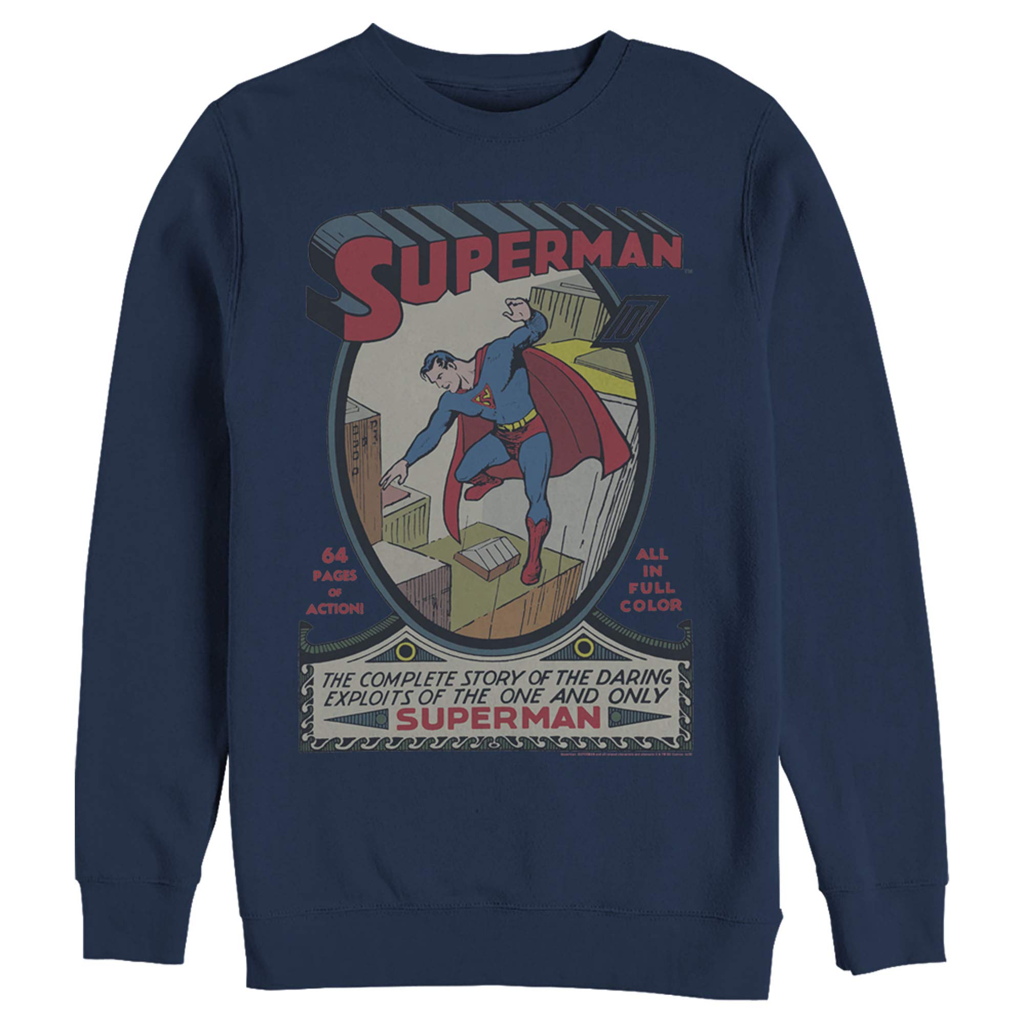Superman Vintage Daring Exploits Cover Sweatshirt for Men | Retro Comic Book Hoodie | Casual Wear & Cosplay Costume