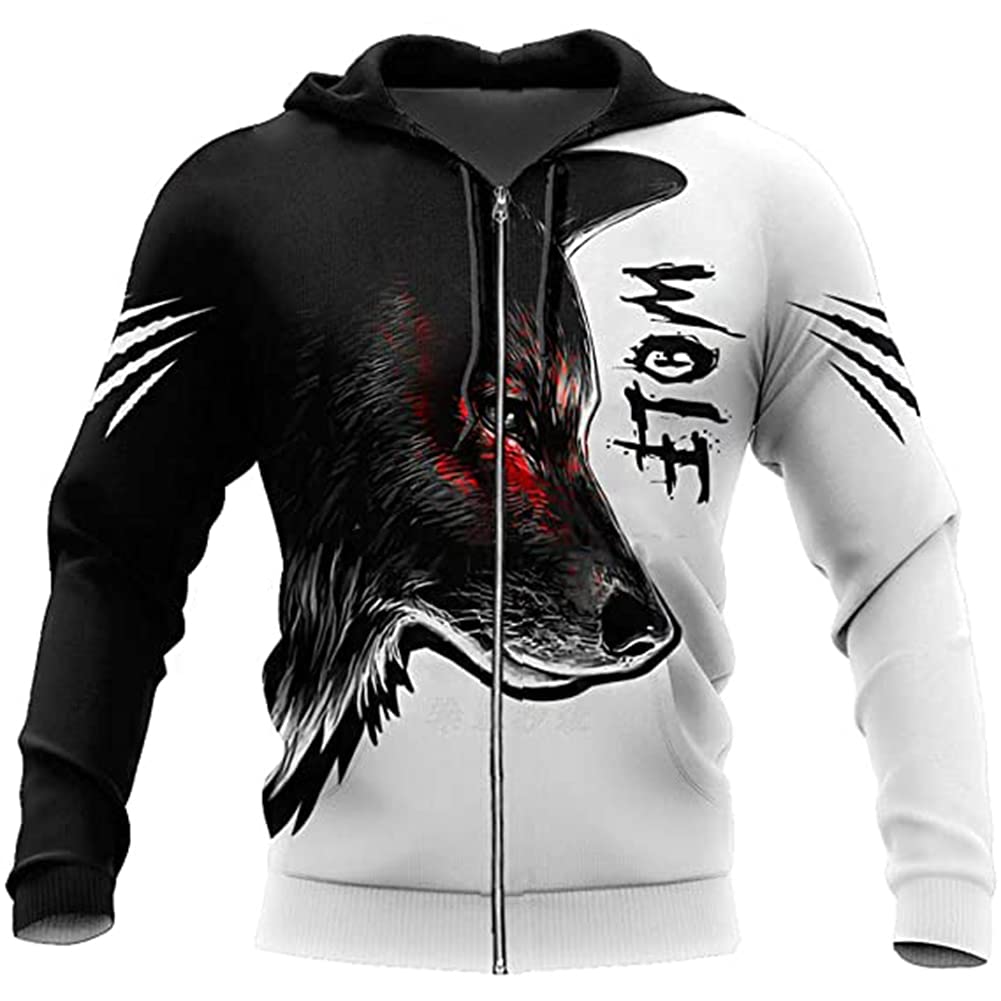 Celtic Wolf Print Men's 3D Hoodie - Fall Fashion Pullover Sweatshirt Jacket | Animal Streetwear Unisex Clothing for Outdoor Activities & Casual Wear