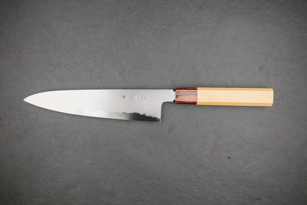 Premium Sakai Kikumori Yoshikazu Tanaka Shironiko Kasumi Gyuto 210mm Japanese Chef Knife - Perfect for Sushi, Sashimi & Precision Cutting in Professional Kitchens