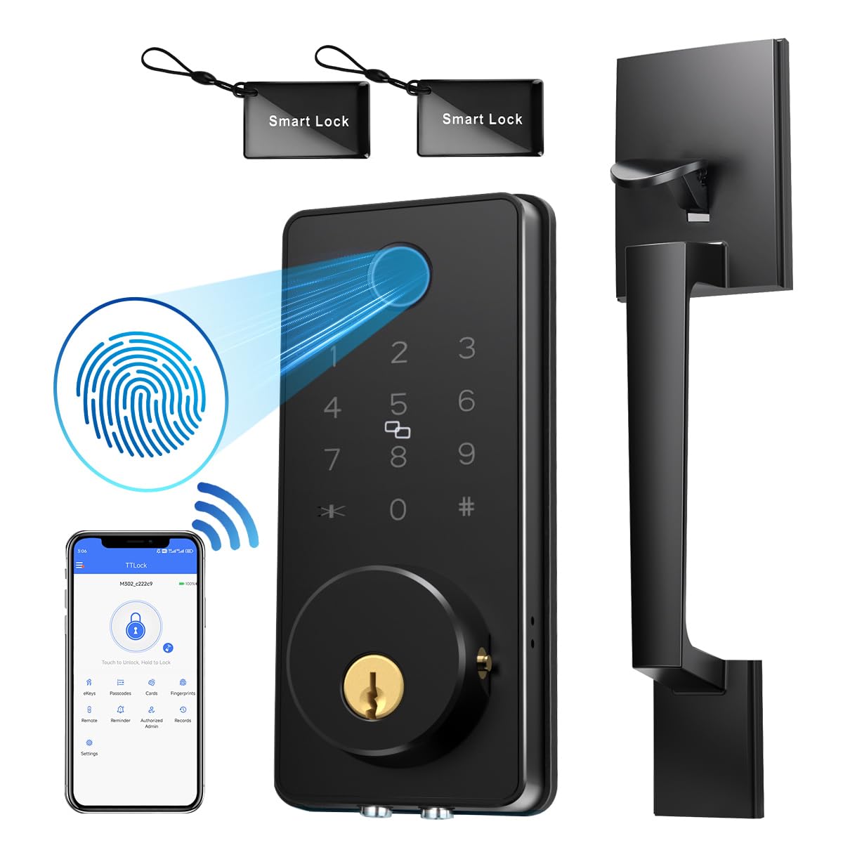 BlackSmith WiFi Smart Door Lock - Keyless Entry, 0.1s Fast Unlock, Front Door Handle, APP Remote Control - Easy Installation for Home Security, Hotels, Vacation Rentals & Properties | Perfect for Smart Homes, Airbnb Hosts & Property Managers