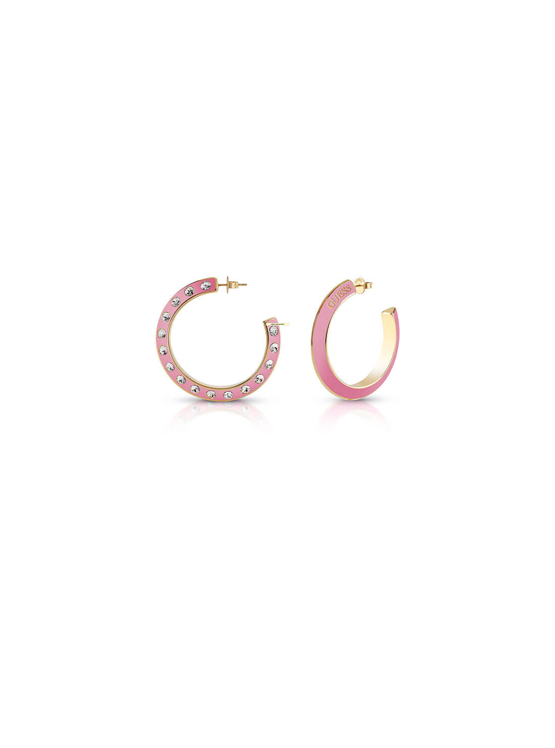 Gold Pink Crystal Hoop Earrings for Women - Elegant 14K Gold Plated Dangle Earrings with Sparkling Crystals - Perfect for Parties, Weddings & Everyday Wear