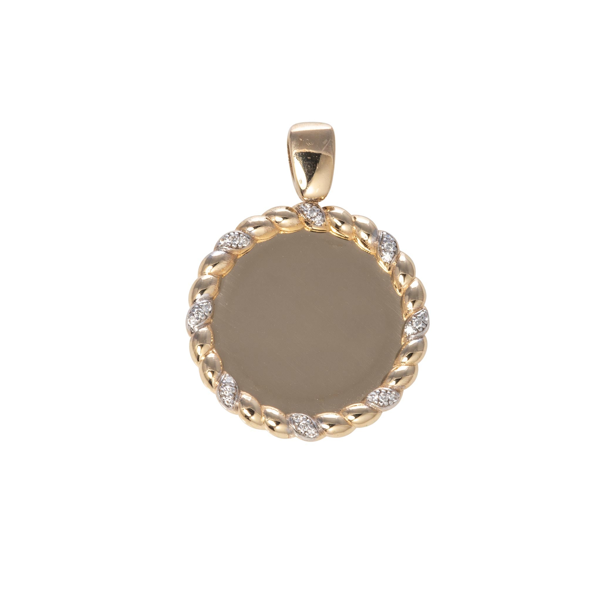 Elegant Mary Diamond Accent Rope Edge Disc Pendant Necklace - Perfect for Weddings, Parties & Special Occasions