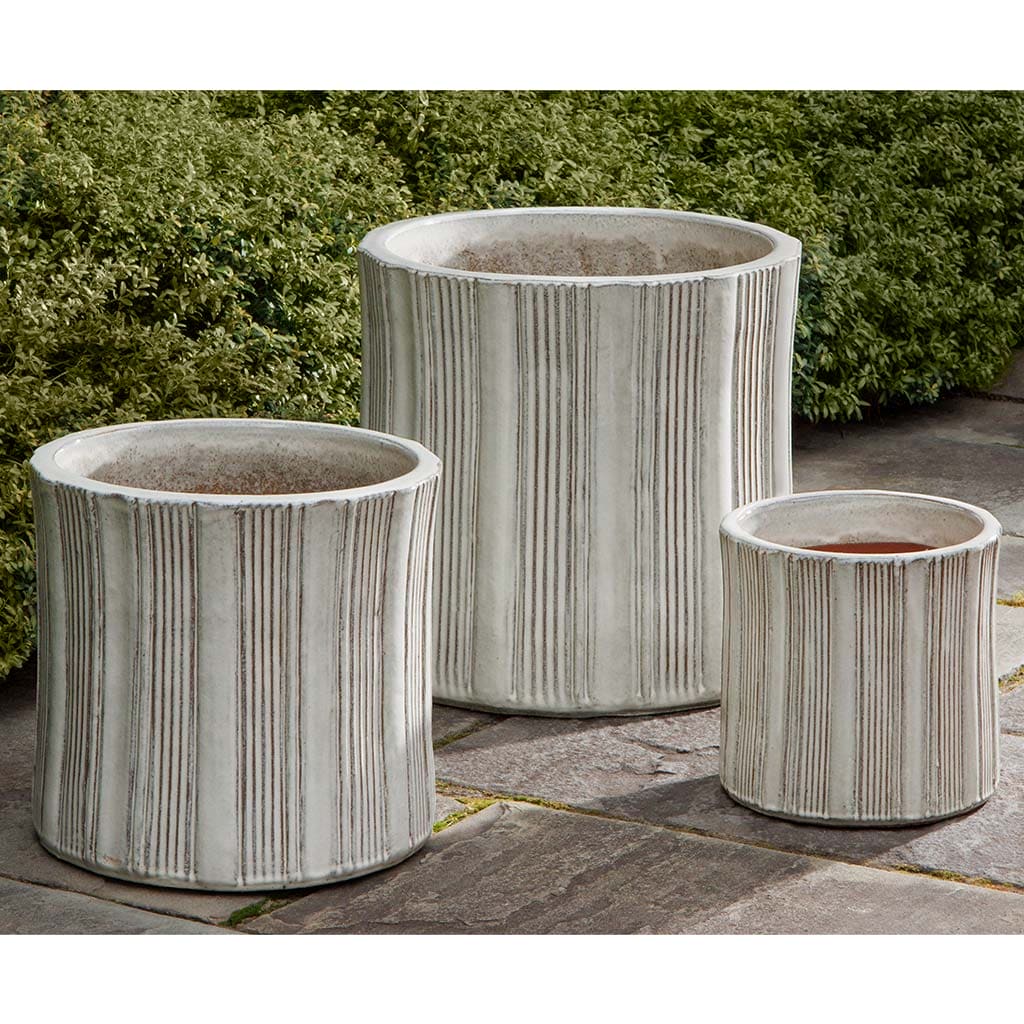 Campania International Set of 3 Cream Brush Pots - Elegant Ceramic Organizer for Makeup Brushes, Paintbrushes & Desk Accessories | Perfect for Vanity, Bathroom & Office Decor