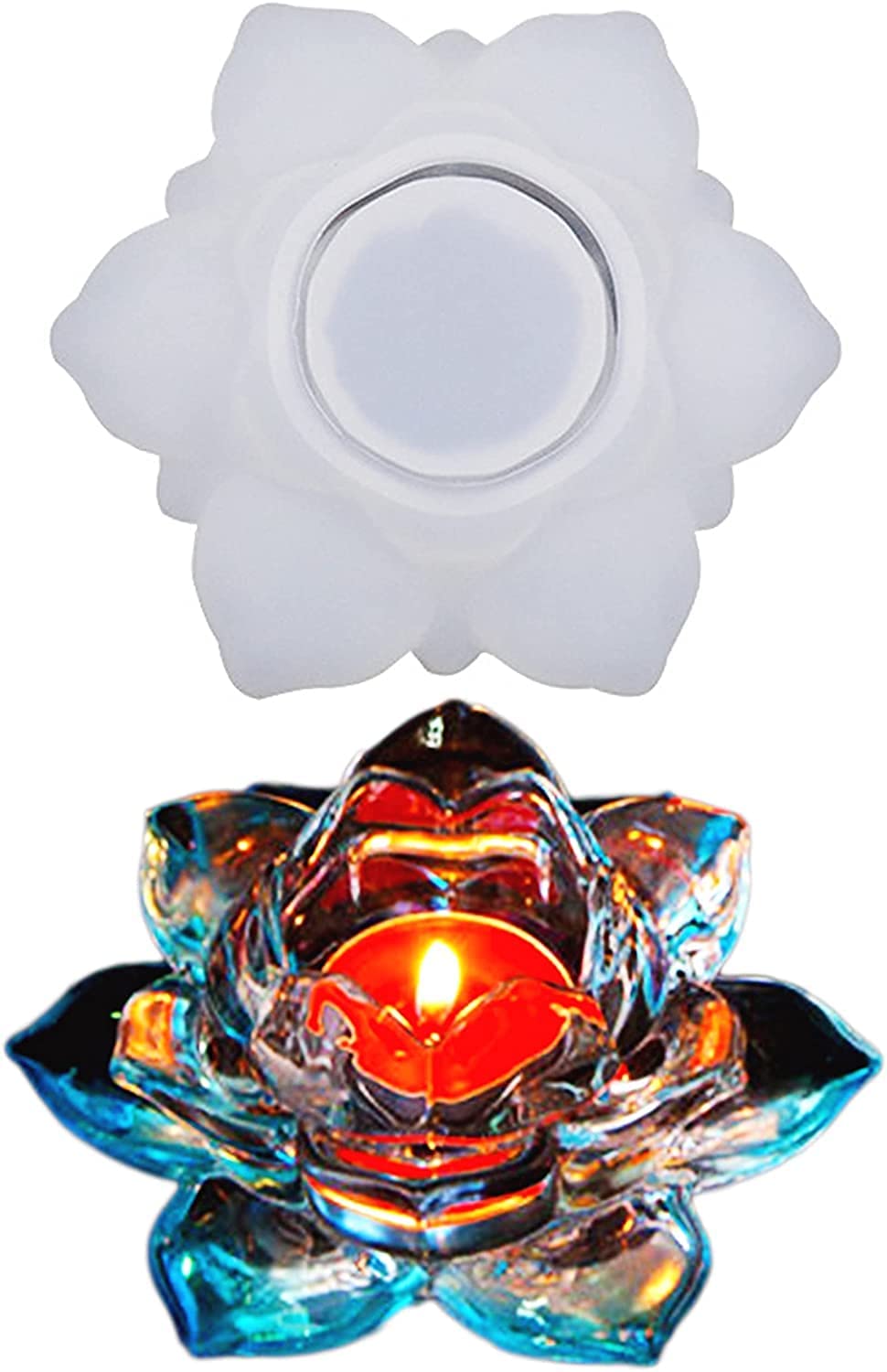 Premium Lotus Flower Silicone Mold for DIY Epoxy Resin Candle Holders & Jewelry Boxes - Handmade Tealight Candle Holder Molds for Home Decor, Table Centerpieces & Wedding Decorations (Pack of 1) - Perfect for Crafting, Gift Making & Boho Home Decor