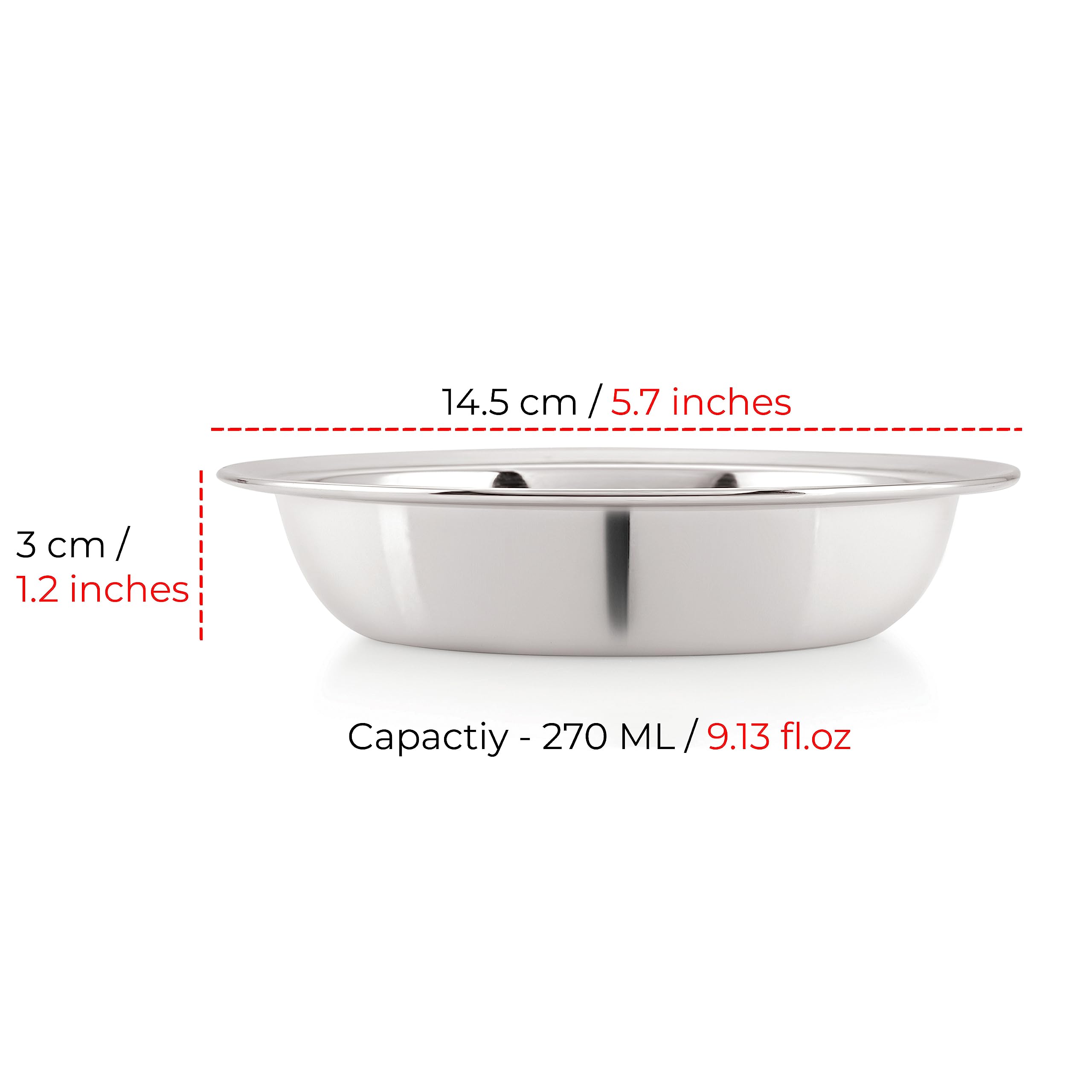 HAZEL Stainless Steel Snack Bowl & Plate Set - 3-Piece Small Appetizer Dishes (270ml) for Snacks, Breakfast, Picnics & Party Serving | Durable & Stylish Kitchenware