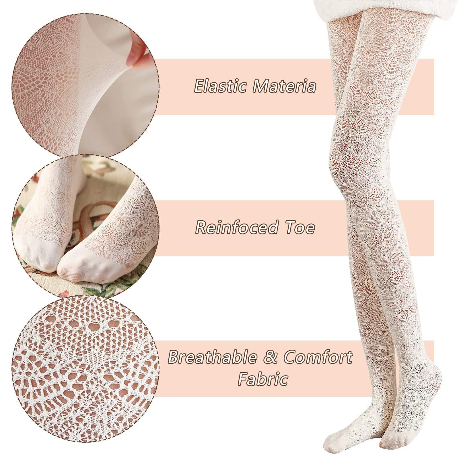 YUFFQOPC Women's Lace Hollow-Out Floral Pattern Tights - Sexy Pantyhose Stockings for Ladies, Perfect for Date Nights, Parties & Fashion Outfits