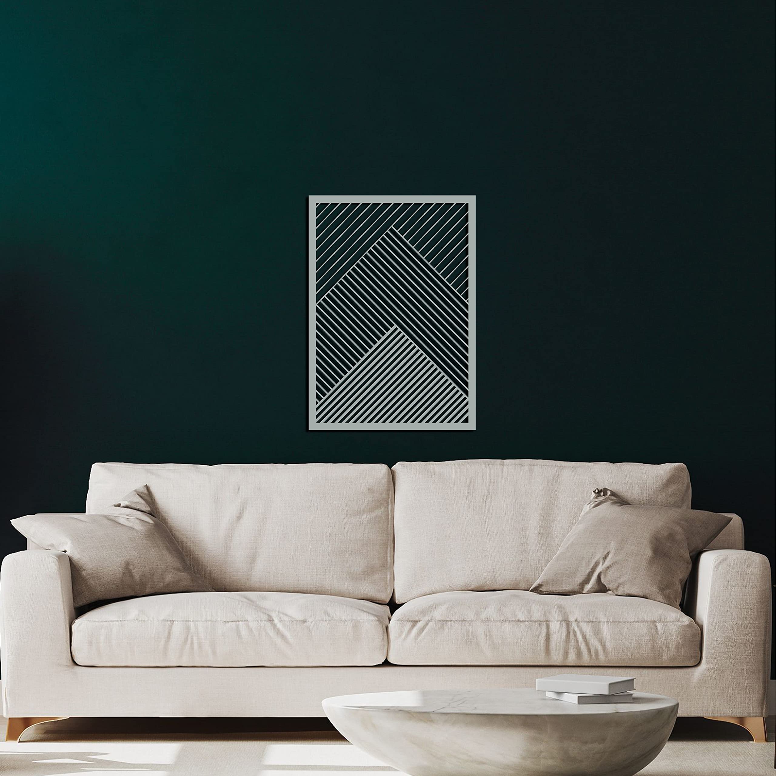 Modern Silver Metal Wall Art - Geometric Minimalist Wall Decor for Home & Office - 17